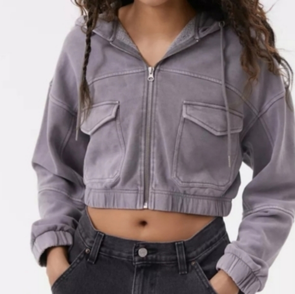 Urban Outfitters Yogi Cropped Hoody Sweatshirt Dusty Purple Size S - Picture 13 of 13